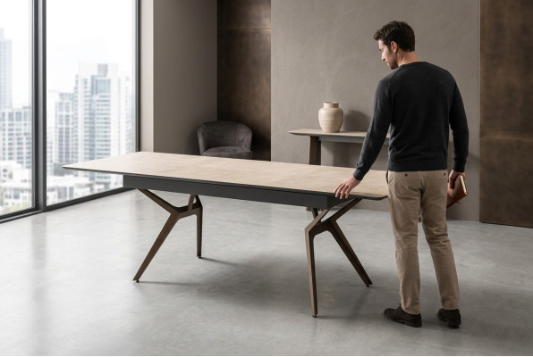 Eettafel keukentafel Uitschuifbaar design Modern Hout Grijs Tafel