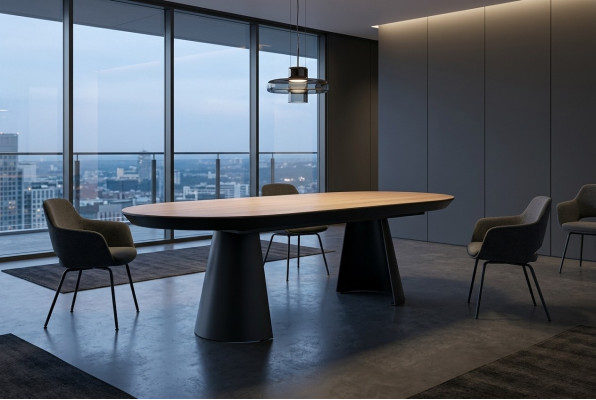 Ovale eettafel Keukentafel Uitschuifbaar Design Hout Bruin Tafel