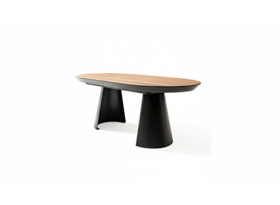 Ovale eettafel Keukentafel Uitschuifbaar Design Hout Bruin Tafel