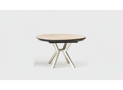 Moderne keukentafel eetkamertafel Uitschuifbare ronde houten beige tafel.