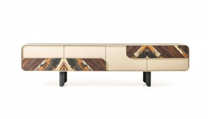 TV-standaard RTV Lowboard Sideboard Hout Beige Woonkamer Woonkamermeubilair