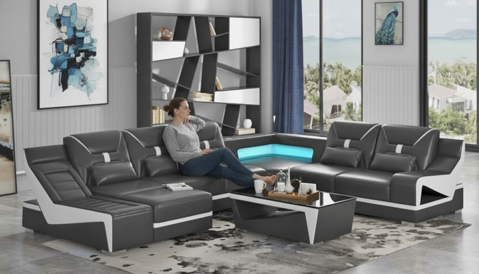 Woongebied Bank U Vorm Hoekbank Designbank Zwart Hoekbank