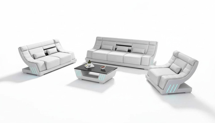 Sofa set Luxe Compleet bankstel Wit Kunstleer Bankstel 321