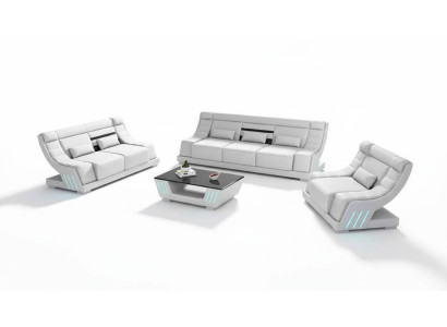 Sofa set Luxe Compleet bankstel Wit Kunstleer Bankstel 321