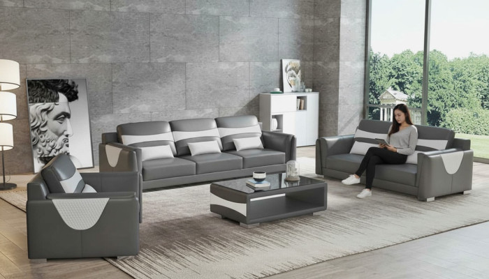 Sofagroep Luxe Complete bankstel Grijs Kunstleer Bankstel 321