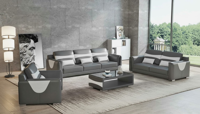 Sofagroep Luxe Complete bankstel Grijs Kunstleer Bankstel 321