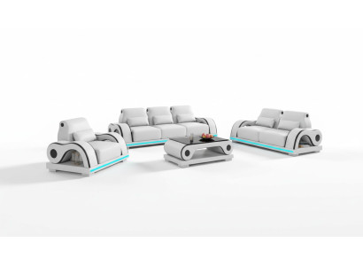 Bankstel bankstel luxe volledige witte leren bank modern sofa