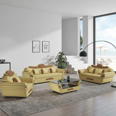 Bankstel Bankstel Leren banken Bank Complete 3-delige banken Bruin