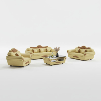 Bankstel Bankstel Leren banken Bank Complete 3-delige banken Bruin