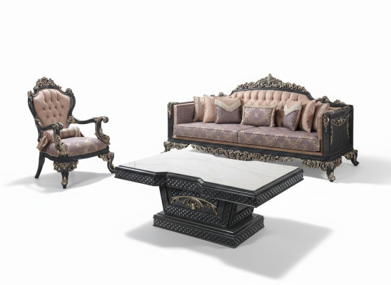 Luxe bankstel Complete bankstel Grijs stoffen bank.