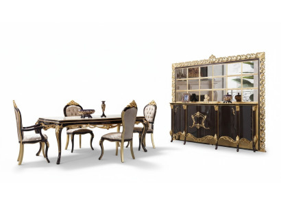Luxe eetkamerset eetkamer eettafel stoelen hout 10-delig bruin dressoir