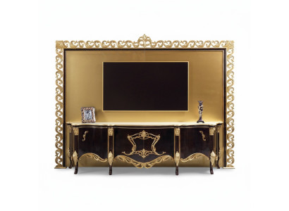 TV-stand Sideboard RTV Lowboard Hout Goud Woonkamertafel Luxe
