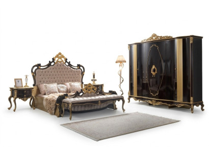 Chesterfield Luxe Slaapkamer Set Bed Tweepersoonsbed 5-delig Zwart