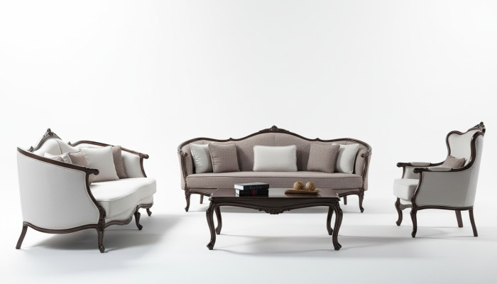 Bankstelsel driezits fauteuil stoffen bankstel grijs gestoffeerde bankstel bank