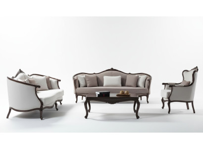 Bankstelsel driezits fauteuil stoffen bankstel grijs gestoffeerde bankstel bank
