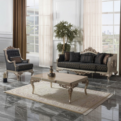 Bankstel assortiment bankstel driezitter fauteuil stoffen bank grijs tafel 3-dlg