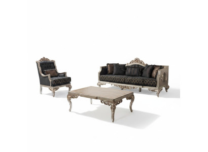 Bankstel assortiment bankstel driezitter fauteuil stoffen bank grijs tafel 3-dlg
