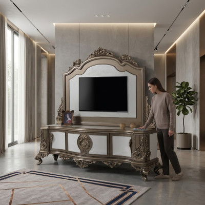 Woonkamer RTV-standaard TV dressoir Lowboard Hout Bruin Tafel Luxe Woonkamer tv-standaard TV-dressoir laagbord Hout Bruin tafel Luxe