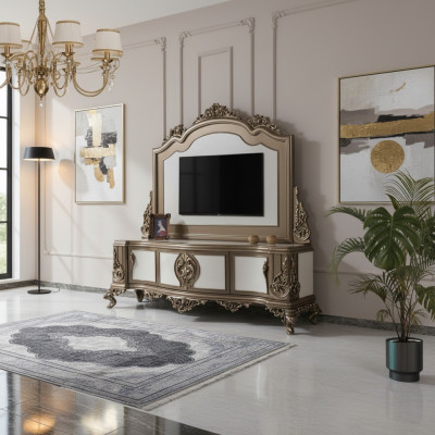 Woonkamer RTV-standaard TV dressoir Lowboard Hout Bruin Tafel Luxe Woonkamer tv-standaard TV-dressoir laagbord Hout Bruin tafel Luxe