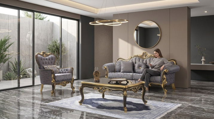 Chesterfield bankstel gestoffeerde bank bank blauw driezitter fauteuil set Chesterfield bankstel gestoffeerd bank blauw driezits fauteuil set