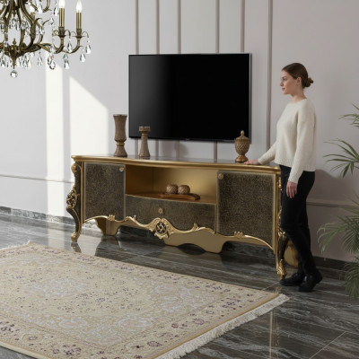 Sideboard Lowboard TV-standaard RTV hout bruin woonkamer tafel luxe
