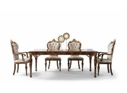 Klassieke eetkamerset Eethoek Eetkamer Eettafel Hout Set 7-delig Bruin tafel