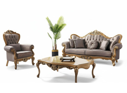 Poefs Bank Chesterfield Set Bankstel Stoffen Bank Grijs Nieuw