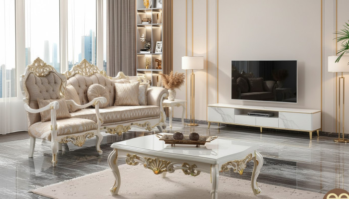 Bankstel Bankstel Beklede bank Chesterfield Luxe Stoffen Bank Beige