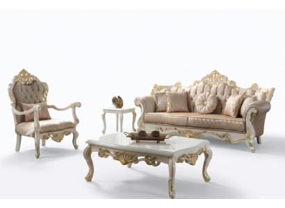 Bankstel Bankstel Beklede bank Chesterfield Luxe Stoffen Bank Beige