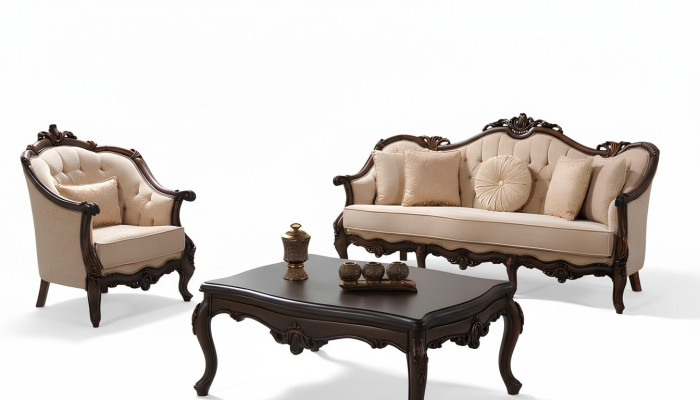 Zetel Chesterfield set zetelset stof sofa beige set