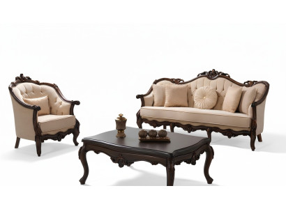 Zetel Chesterfield set zetelset stof sofa beige set