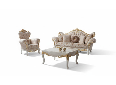 Luxe bankstel Compleet bankstel Beige gestoffeerde bank Stoffen bank