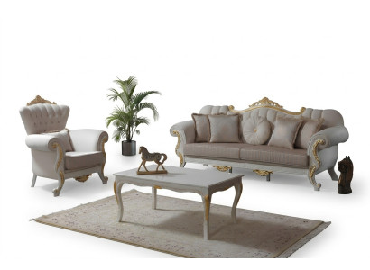 Luxe bankstel Compleet bankstel Beige gestoffeerde bank Stoffen bank
