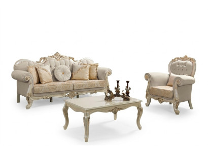 Luxe bankstel Volledige bankstel Beige gestoffeerde bank Stoffen bank