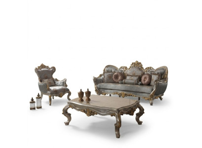 Luxe bankstel Complete bankstel Grijs Stoffen bankstel