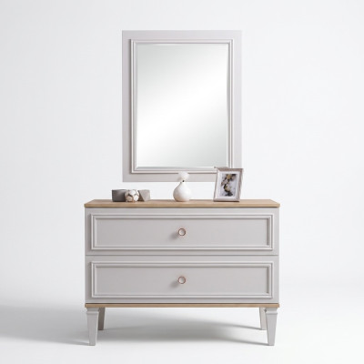 Ladekast met spiegel Slaapkamerconsole Hout Grijs Set van 2 Modern