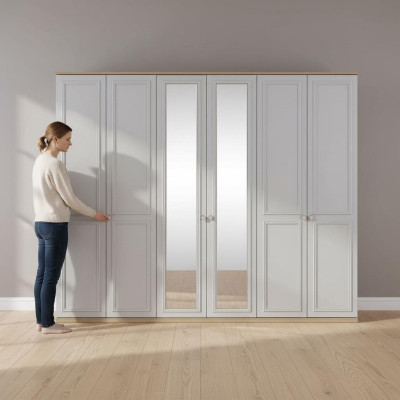 Slaapkamerkast kledingkast kast Grijs Hout Spiegel 6 deuren