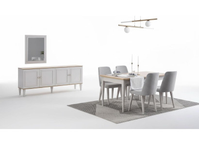 Eetkamer meubels Eetgroep Eetkamer Eettafel Stoelen Hout Grijs Set 9-delig
