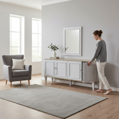 Garnituur dressoir met spiegel dressoir ladenkasten eetkamer hout grijs