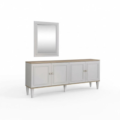Garnituur dressoir met spiegel dressoir ladenkasten eetkamer hout grijs