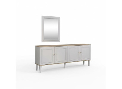 Garnituur dressoir met spiegel dressoir ladenkasten eetkamer hout grijs