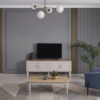 TV-standaard kast RTV Lowboard Woonkamer Grijs Hout Sideboard Modern