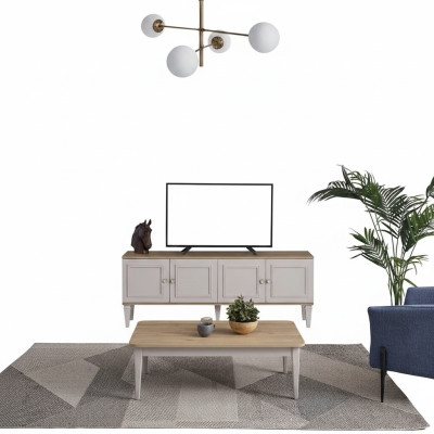 TV-standaard kast RTV Lowboard Woonkamer Grijs Hout Sideboard Modern