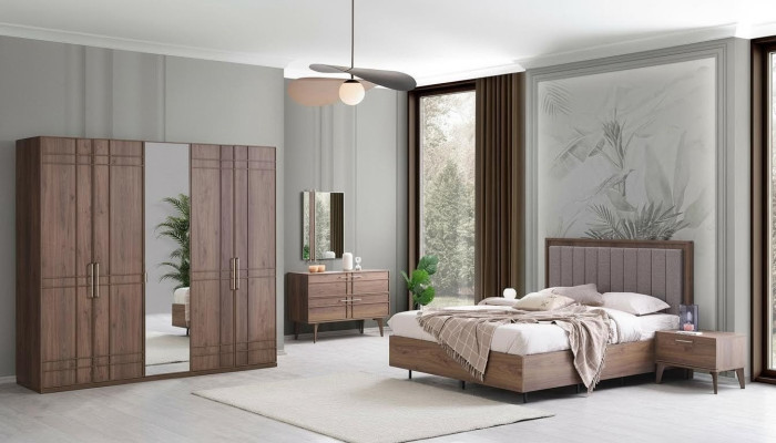 Complete slaapkamermeubels Tweepersoonsbed Hout 6-delig Slaapkamer Bruin