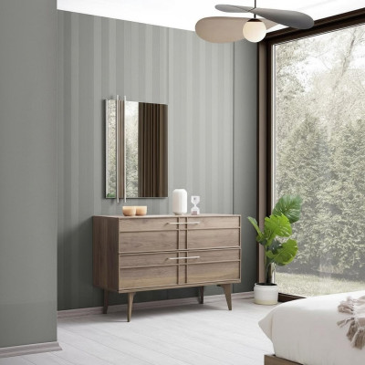 Ladenkast met spiegel Slaapkamer console Hout Bruin Set 2-delig Modern