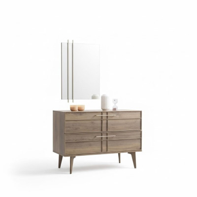 Ladenkast met spiegel Slaapkamer console Hout Bruin Set 2-delig Modern
