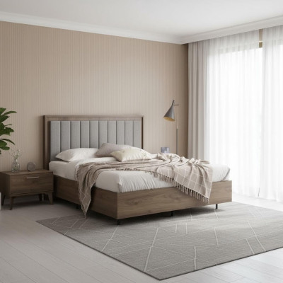 Slaapkamer set tweepersoonsbed bed nachtkastjes bruin hout set 3-delig