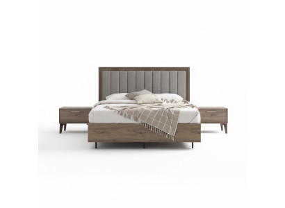 Slaapkamer set tweepersoonsbed bed nachtkastjes bruin hout set 3-delig
