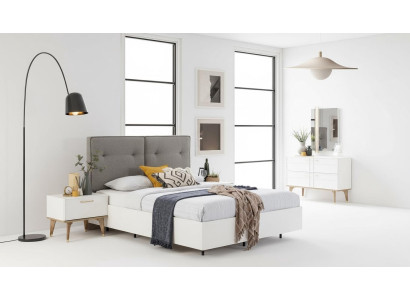Slaapkamer set Tweepersoonsbed Compleet Bed Wit Stof 3-delige Modern