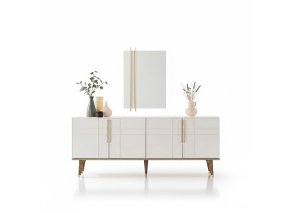 Dressoir set dressoir met spiegel laden eetkamer hout wit.